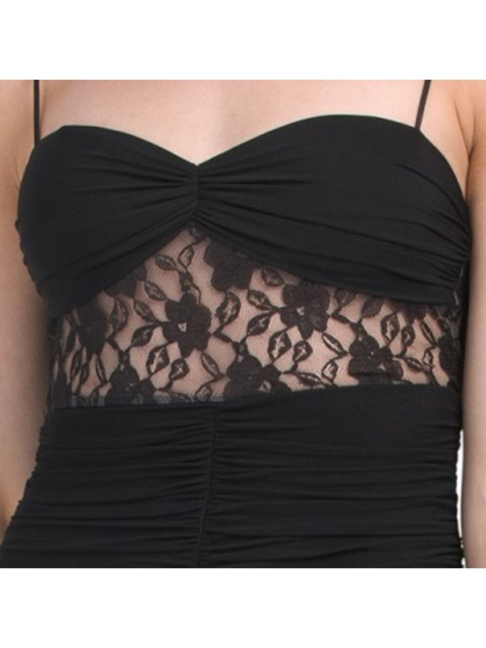 SELFIE LESLIE Cherubim Lace Insert Ruched Midi Dress - Picture 3 of 5